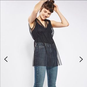 TopShop Mesh BodySuit with Tulle Overlay